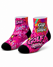 HIT AND HOPE Quarter Socks - Graffiti Golf Queen Magenta