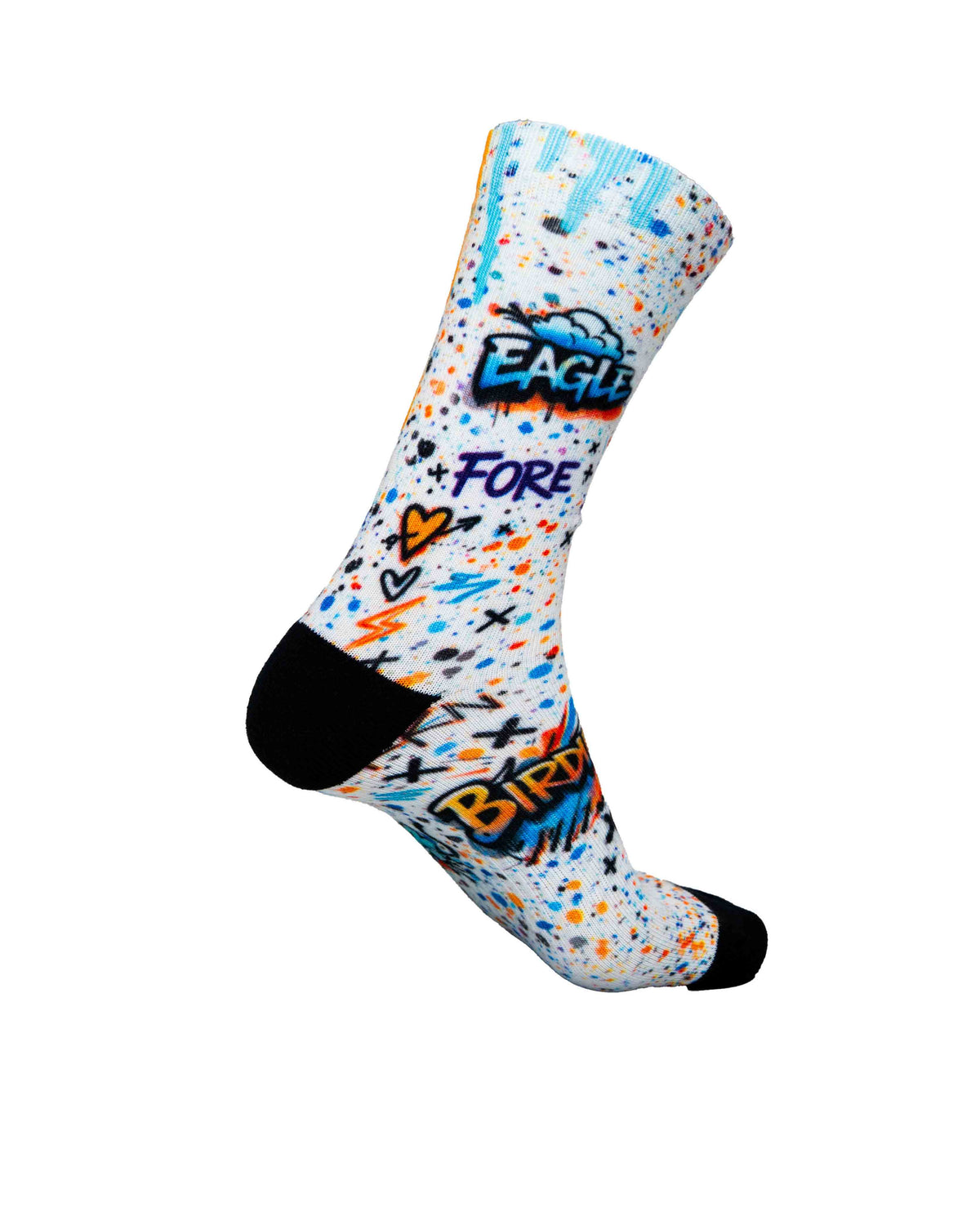 HIT AND HOPE Golf Socks - Graffiti Golf King White Orange