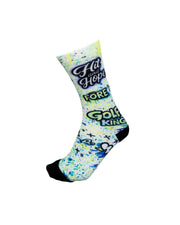 HIT AND HOPE Golf Socks - Graffiti Golf King White Green