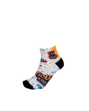 HIT AND HOPE Quarter Socks - Graffiti Golf King White Orange