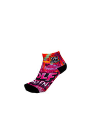 HIT AND HOPE Quarter Socks - Graffiti Golf Queen Magenta