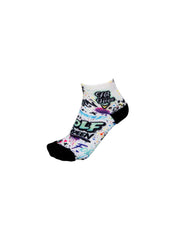 HIT AND HOPE Quarter Socks - Graffiti Golf Queen White Pastel